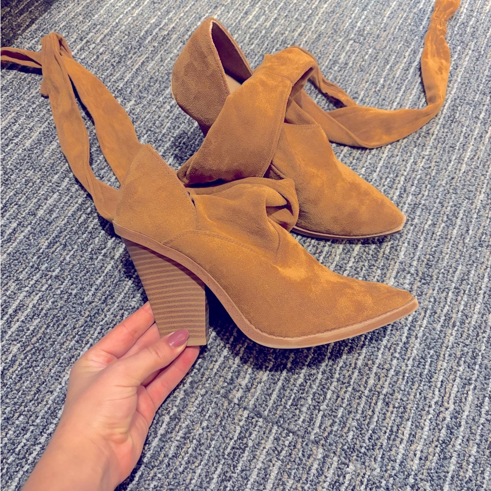 Justfab Cognac Heeled Booties